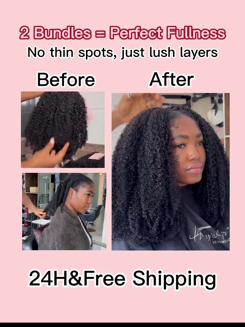 Natural Black Water Kinky Coily Bundle Weft Hair Extensions (4a/4b Hair Texture)
