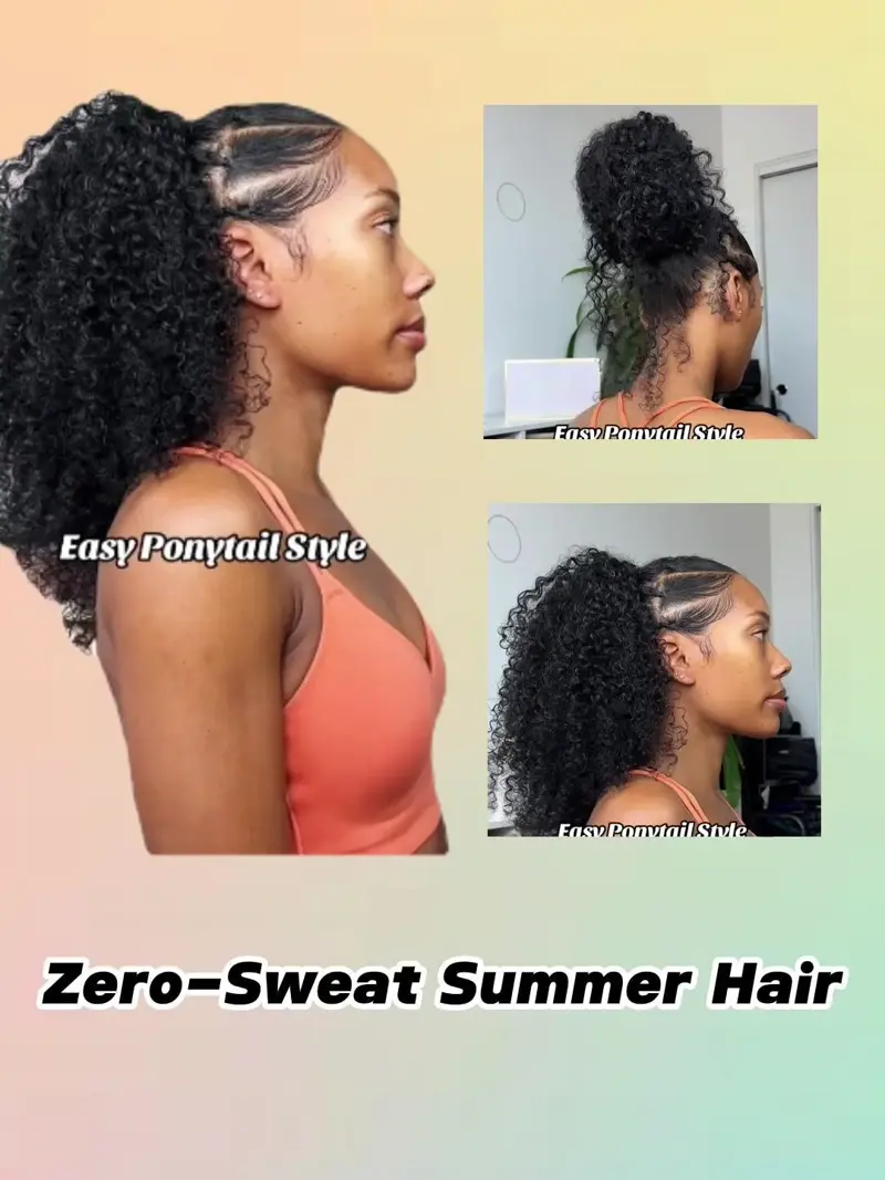 Secure-Grip Adjustable Ponytail Extension Water Kinky Curly(3b/3c Hair Texture)