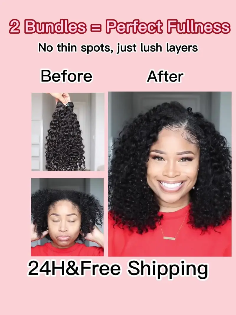Natural Black Water Curly Bundle Weft Hair Extensions (3a/3b Hair Texture)