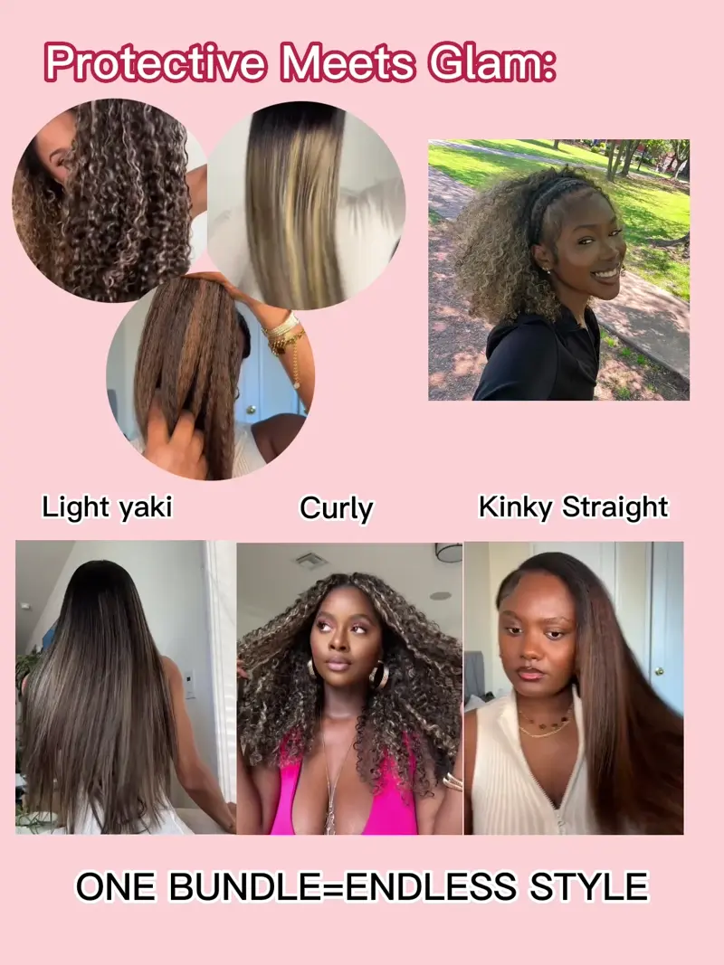 CURLSQUEEN Balayage/Ombre/Highlights | One Bundle Set For Full Head | Brazilian Virgin Human Hair Clip-In Extensions