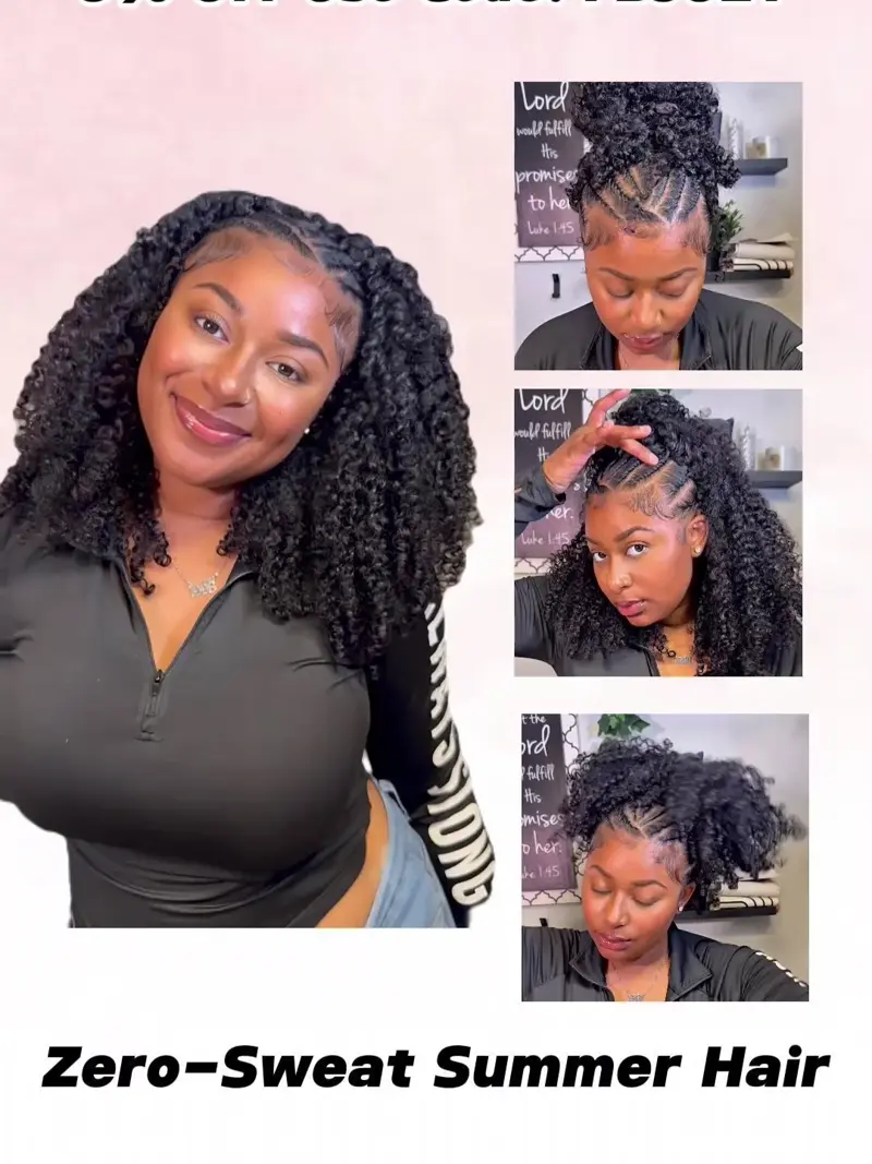 CURLSQUEEN Water Kinky Curly Clip In Hair Extension Sets (3b/3c Hair Texture)